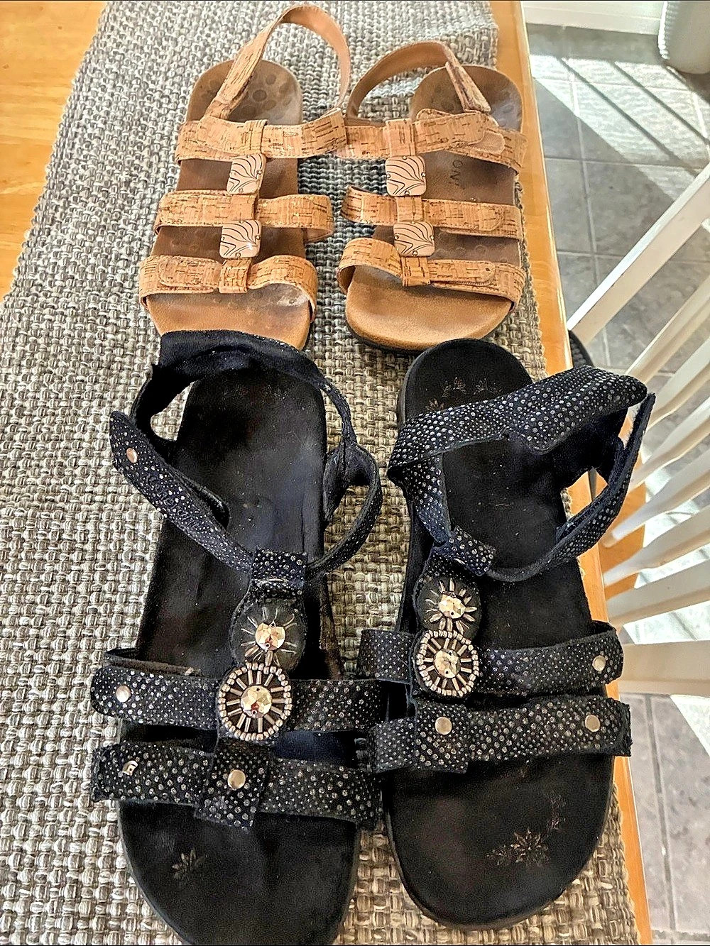 Therafit Embellished Sandals Black & Brown